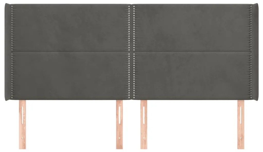 Cabeceira cama c/ abas veludo 163x16x118/128 cm cinzento-escuro