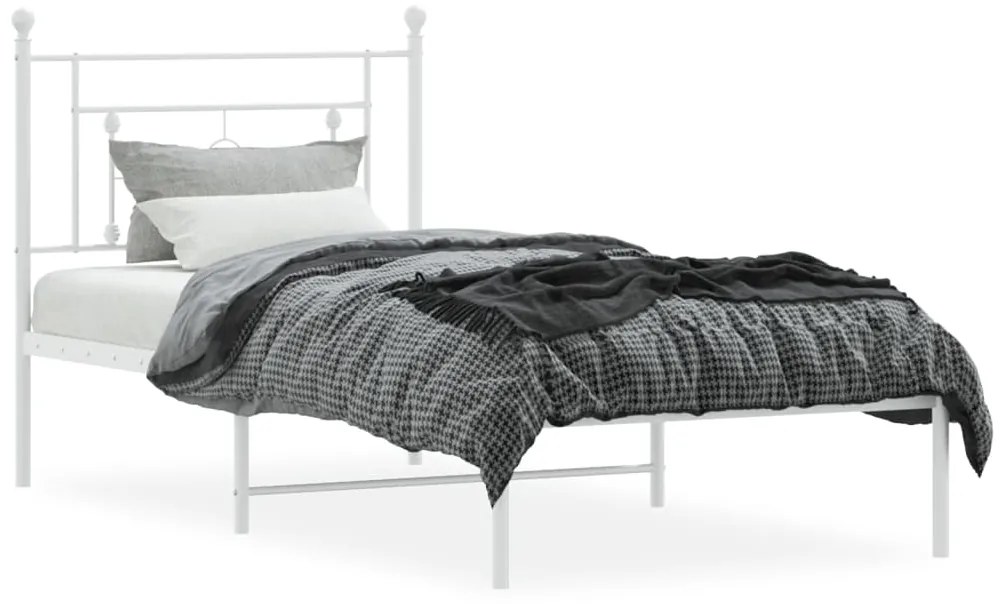 Estrutura de cama com cabeceira 90x200 cm metal branco