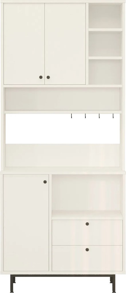 Armário Alto de Cozinha "Toledo" - Branco - 88x205x35.5cm - Design Mod