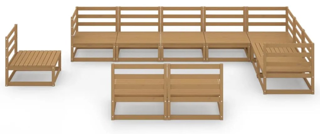 10 pcs conjunto lounge de jardim pinho sólido castanho mel