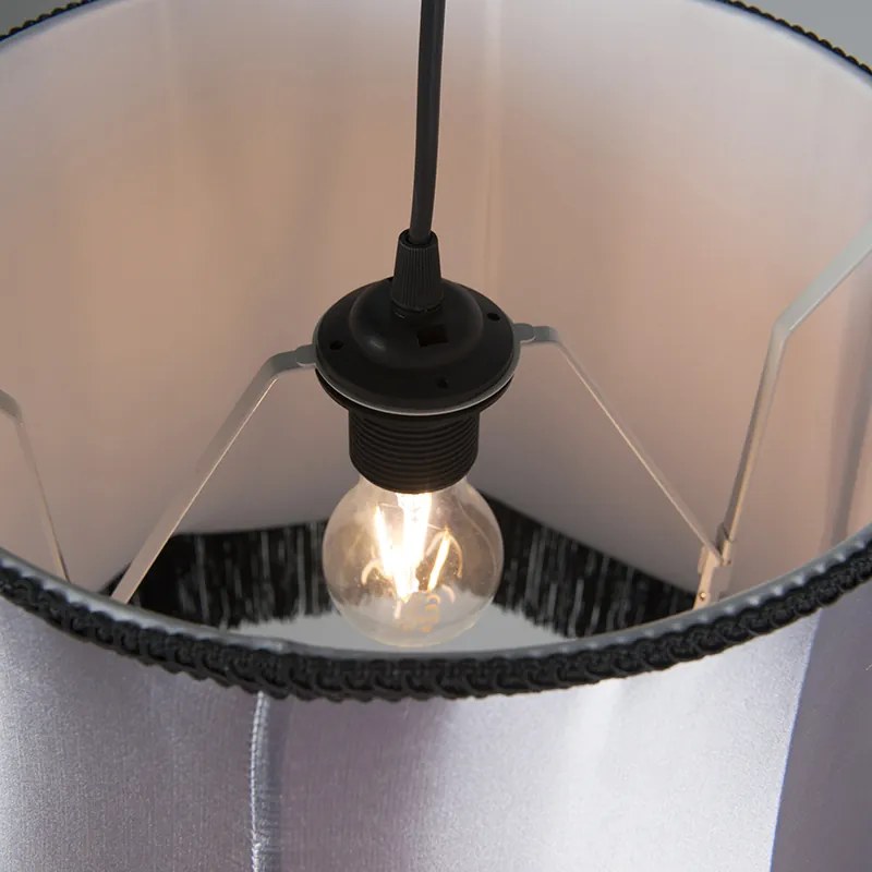 Candeeiro de suspensão retro preto com cinzento 45 cm - Granny