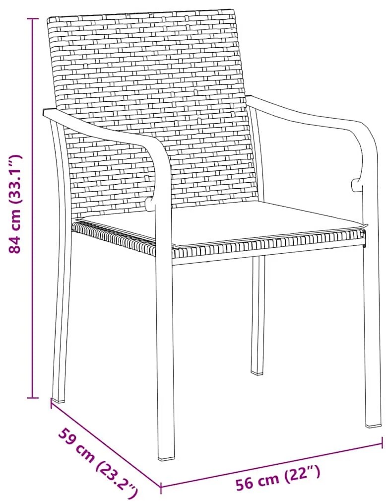 Conjunto de Jantar de Jardim com 5 Peças e Almofadas - Rattan Poliéste