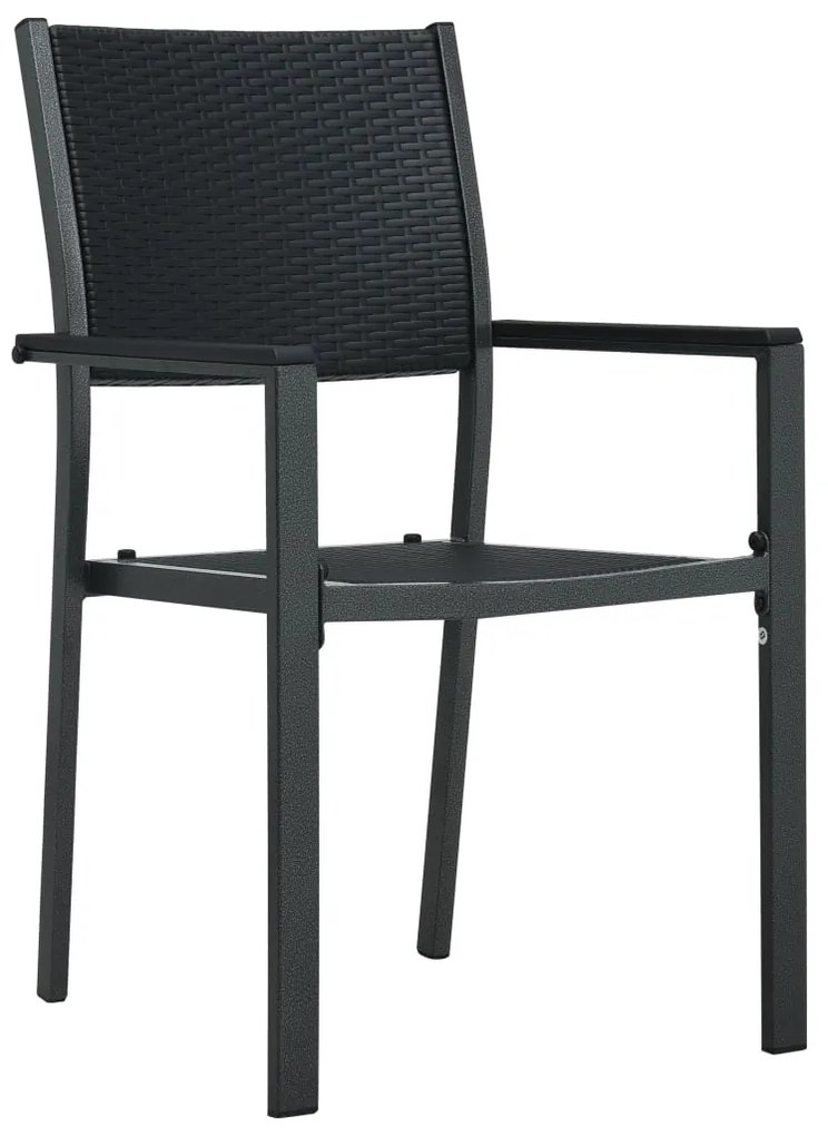 Cadeiras jardim 4 pcs plástico preto aspeto vime