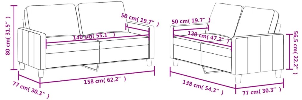 2 pcs conjunto sofás c/ almofadões couro artificial cor creme