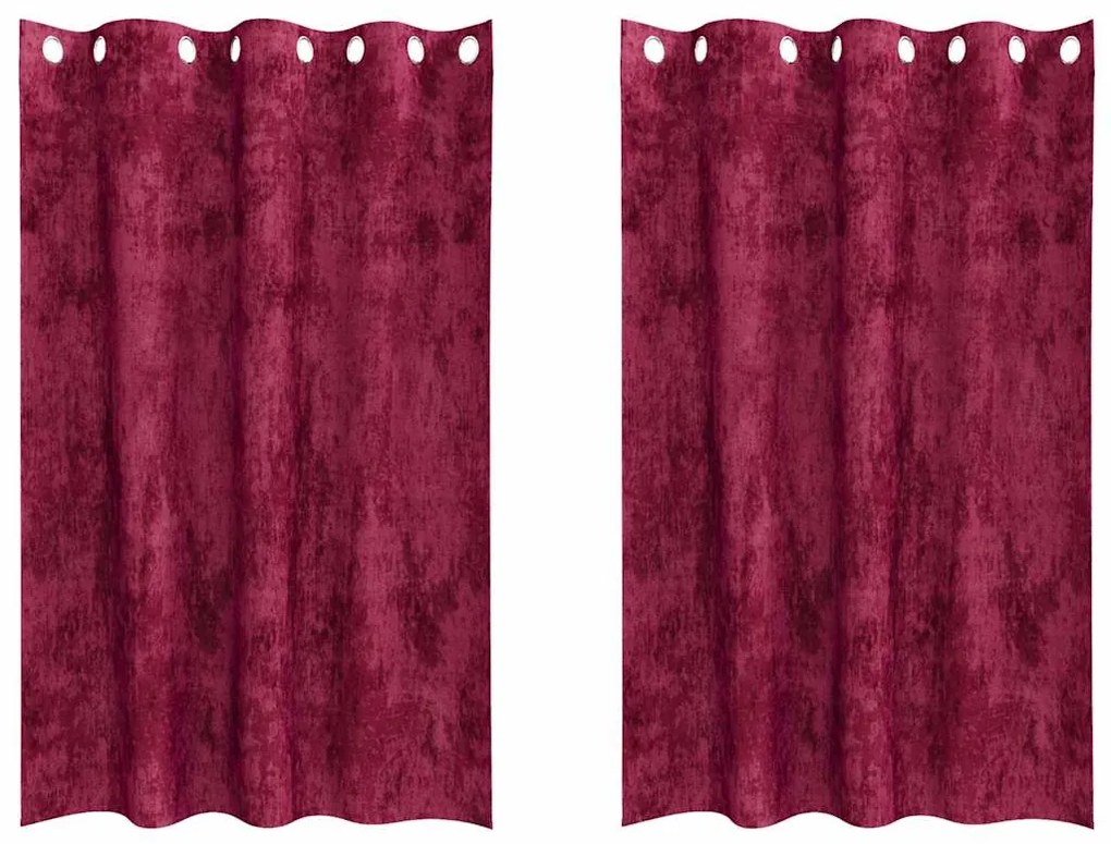 Cortinas de Veludo 2 pçs com Ilhós Vermelho Vinho 175x140 cm