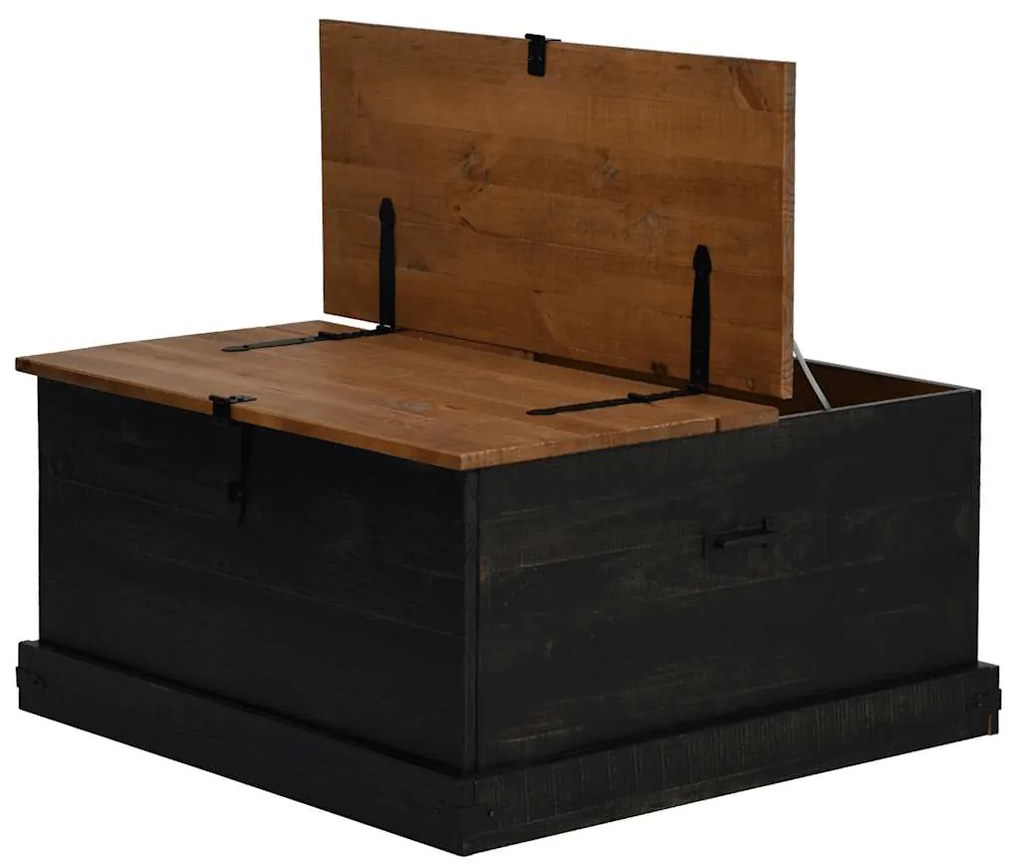 Caixa de arrumação HALDEN 91x91x47 cm pinho maciço preto