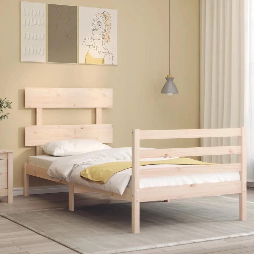 3195051 vidaXL Estrutura cama de solteiro pequena c/ cabeceira madeira maciça