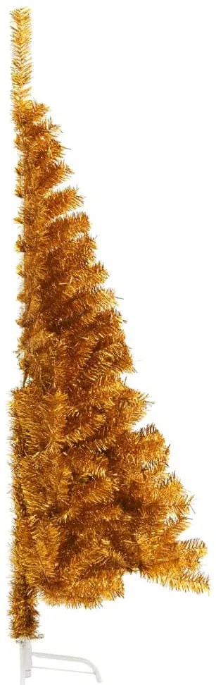 Meia árvore de Natal artificial com suporte 180 cm PET dourado