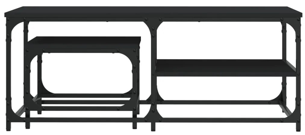 Mesas de centro de encastrar 2 pcs derivados de madeira preto