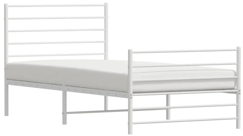 Estrutura de cama com cabeceira e pés 100x190 cm metal branco