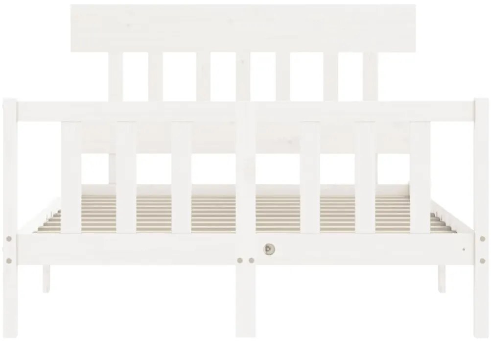Cama sem colchão 140x200 cm madeira de pinho maciça branco