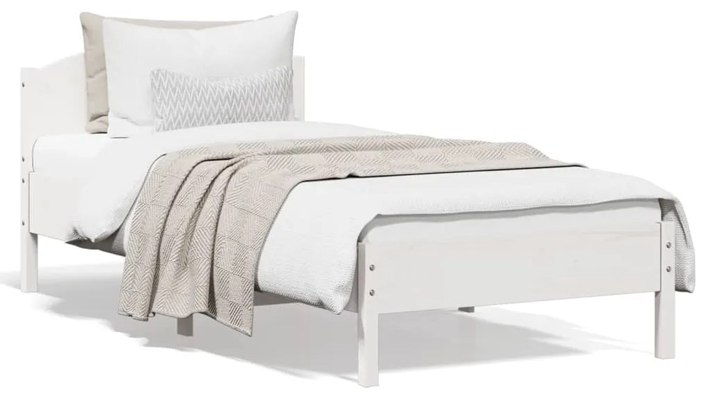 Cama sem colchão 90x200 cm madeira de pinho maciça branco