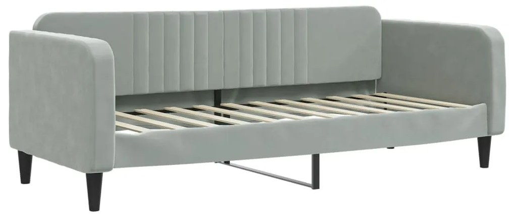 Sofá-cama com colchão 80x200 cm veludo cinzento-claro