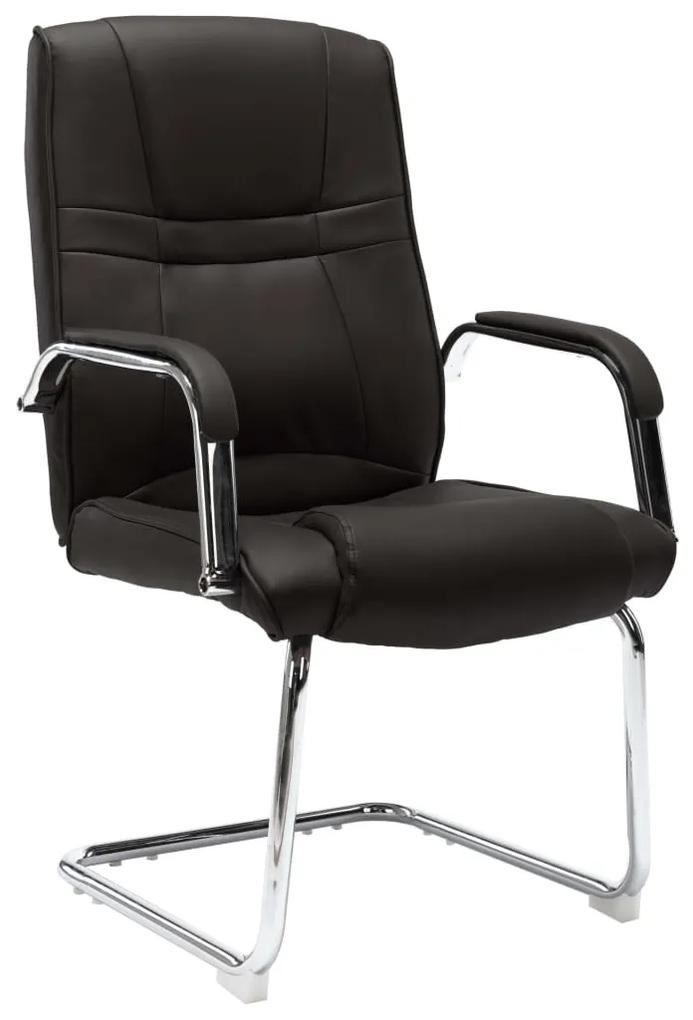 289349 vidaXL Cadeira de escritório cantilever em couro artificial preto