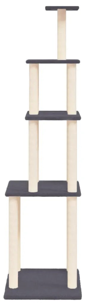 Árvore p/ gatos c/ postes arranhadores sisal 183cm cinza-escuro