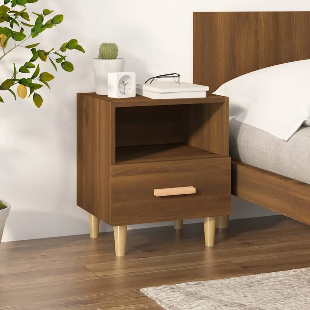 vidaXL Mesa de cabeceira 40x35x47 cm cor carvalho castanho