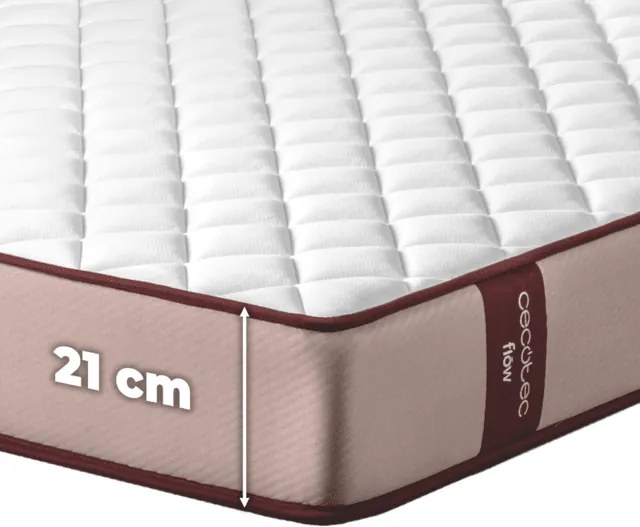 Colchão multicamadas Flow PureVital 1900 90x200 com 21 cm de altura e viscoelástico VisComfort