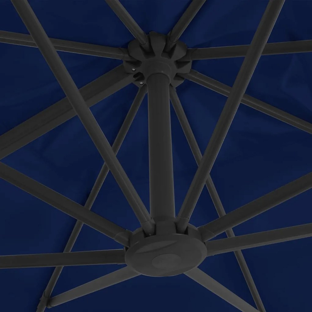 Guarda-sol jardim cantilever c/ poste alumínio 3x3 m azul ciano
