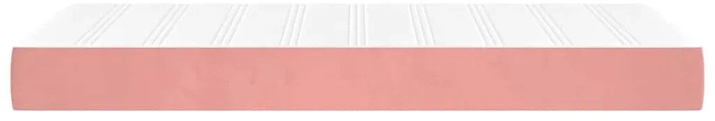 Colchão de molas ensacadas 100x220x20 cm veludo rosa