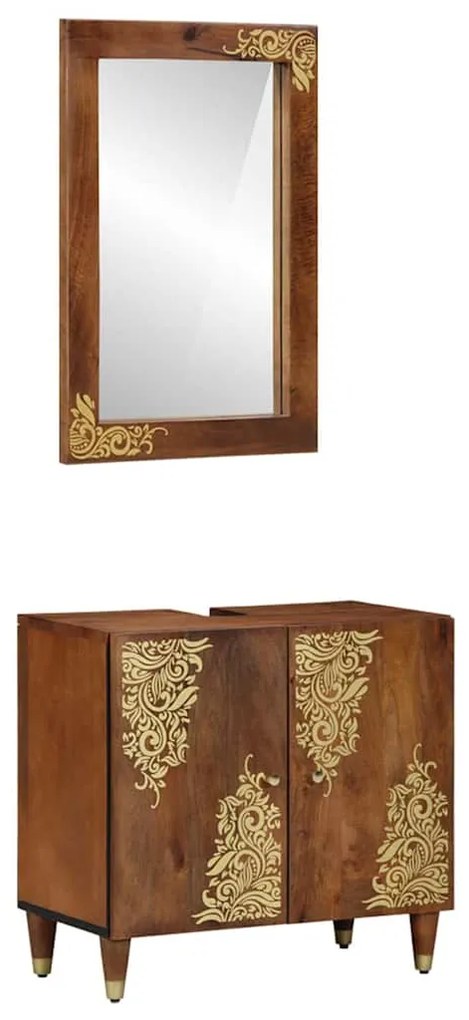 vidaXL Conjunto de Móveis pra Banheiro 2 pcs Castanho 62 x 33 x 58 cm