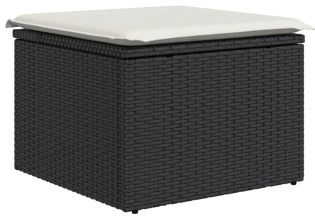 6 pcs conjunto sofás de jardim c/ almofadões vime PE preto