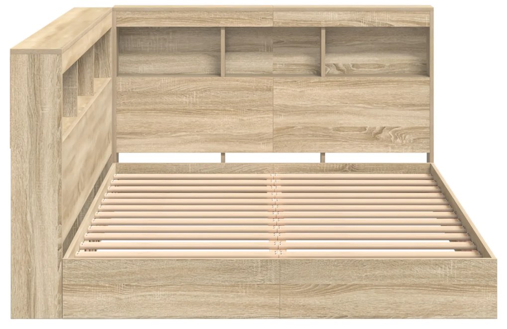 Cama com Estante Carvalho Sonoma 120x190 cm Madeira Engineered.