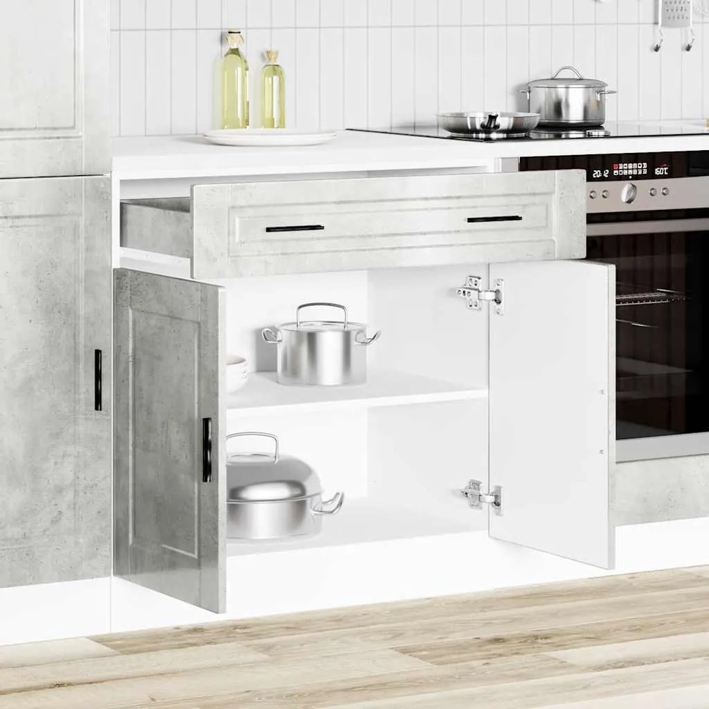 Armário base cozinha Porto derivados madeira cinzento cimento