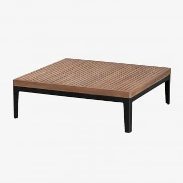 Mesa De Centro Para Jardim Quadrada 100x100 Cm Em Alumínio E Madeira De Acácia Taranis Preto - Sklum