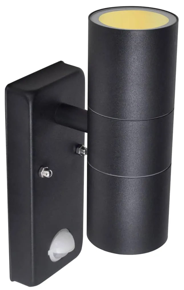 41097 Candeeiro LED de parede forma cilindro com sensor aço preto