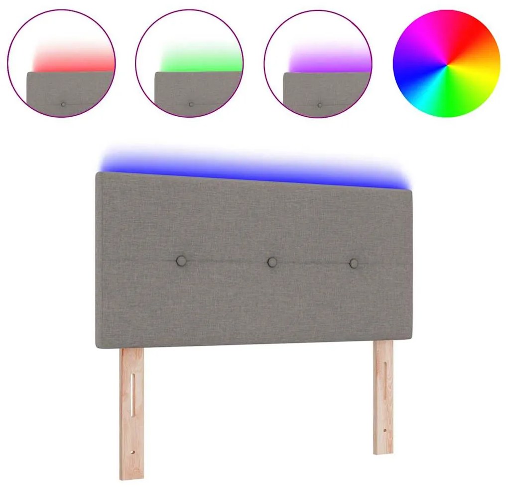 Cabeceira LED taupe estofada com botões de 90 cm