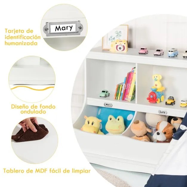 Organizador de brinquedos Armário de brinquedos para crianças com compartimentos Estante de arrumação multiusos 67 x 40 x 62 cm Branco