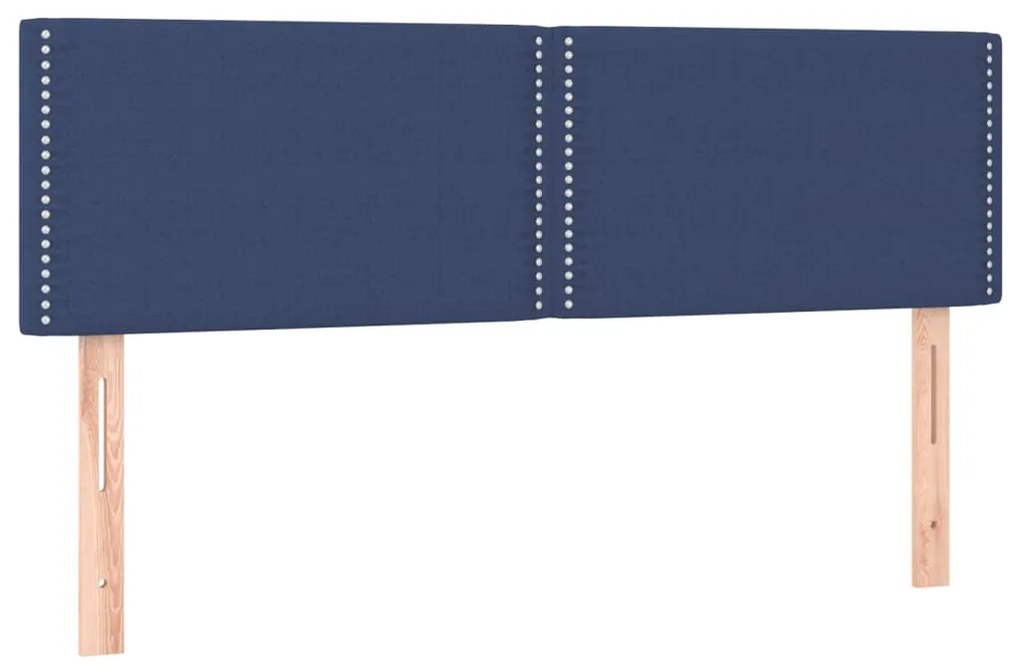 Cabeceira de cama c/ luzes LED tecido 144x5x78/88 cm azul