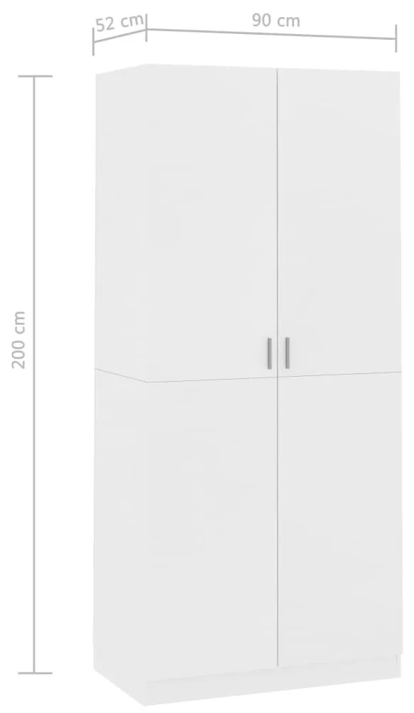 Roupeiro 90x52x200 cm contraplacado branco