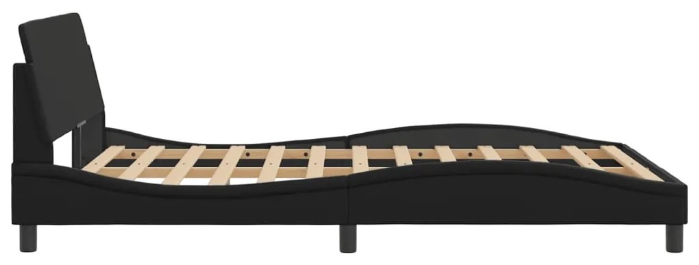Estrutura de cama c/ cabeceira 120x200cm couro artificial preto