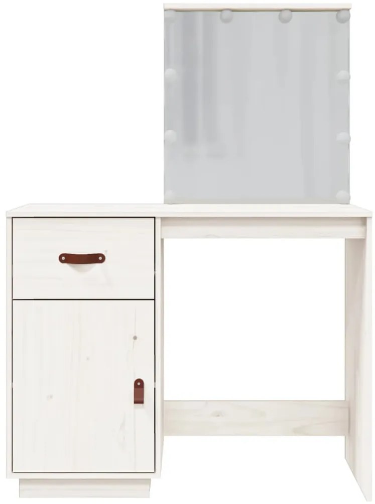 Toucador com luzes LED 95x50x133,5 cm pinho maciço branco