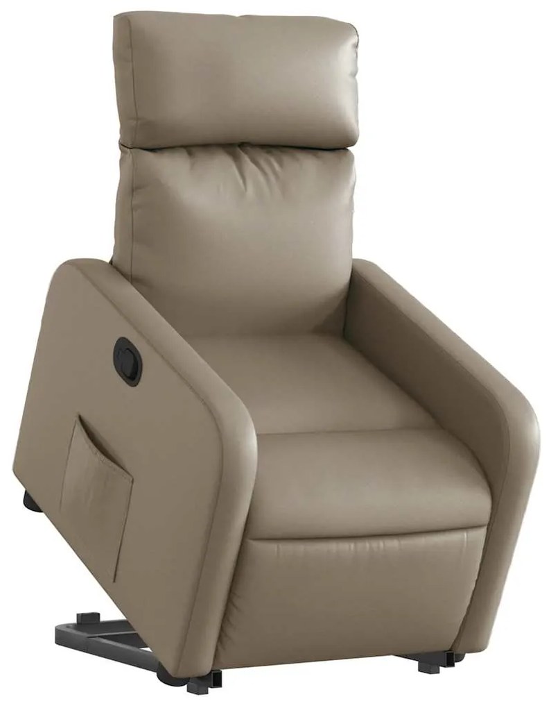 Poltrona reclinável elevatória couro artificial cor cappuccino