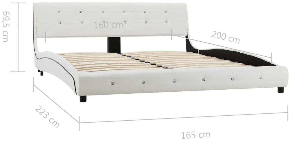 Estrutura de cama 160x200 cm couro artificial branco