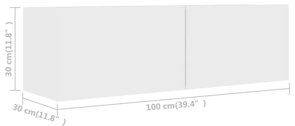 Móvel de TV de Parede Valqui de 2 Módulos L - Branco - Design Moderno