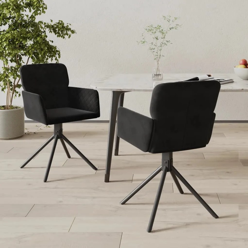 Cadeiras de jantar giratórias 2 pcs veludo preto