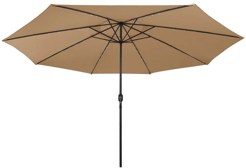 Guarda-sol de jardim com luzes LED 400 cm cinza-acastanhado