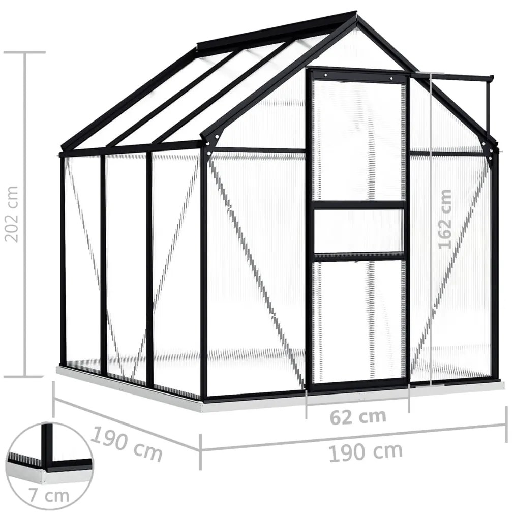 Estufa com base alumínio antracite 3,61 m²