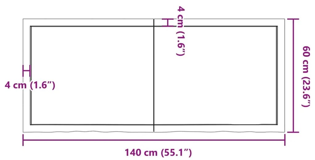 Prateleira de parede 140x60x6cm carvalho tratado castanho-claro