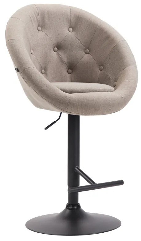 Banco de bar London em tecido e com estrutura preta 65 x 107-128 x 57 cm Castanho acinzentado