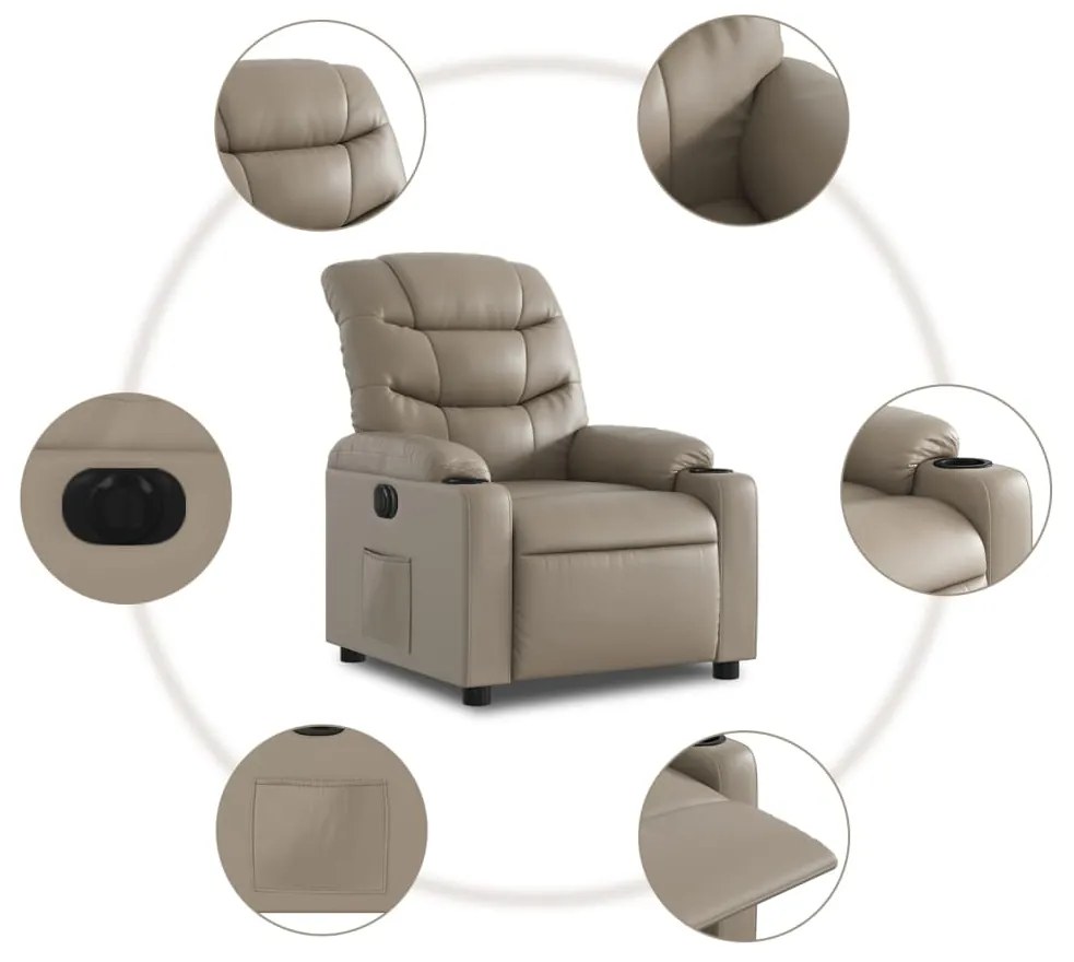 Poltrona reclinável elétrica couro artificial cor cappuccino