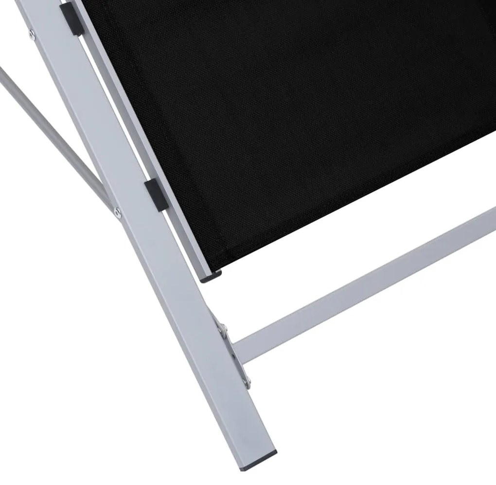 Espreguiçadeiras com mesa 2 pcs alumínio preto