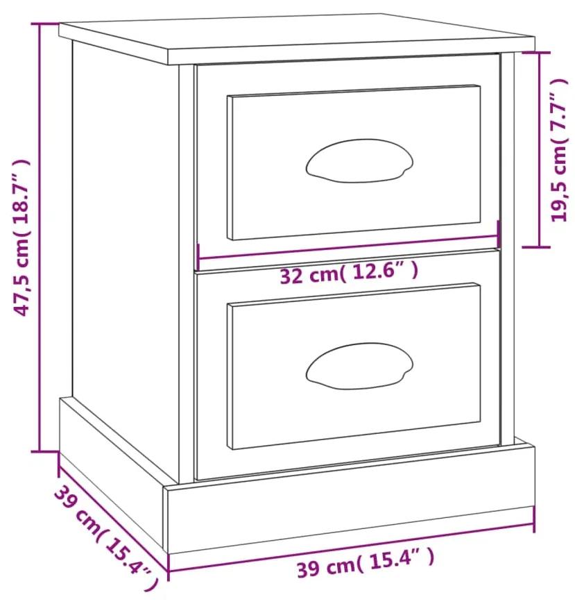 Mesa de cabeceira 39x39x47,5 cm derivados de madeira preto