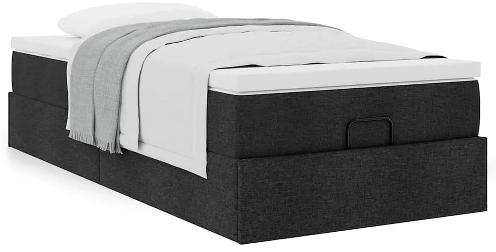 Estrutura de cama otomana com colchão 100x200cm tecido preto