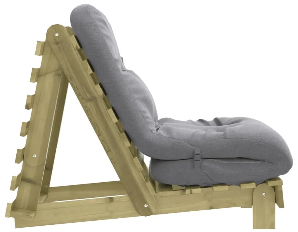 Sofá-cama futon c/ colchão 60x206x11cm madeira pinho impregnada