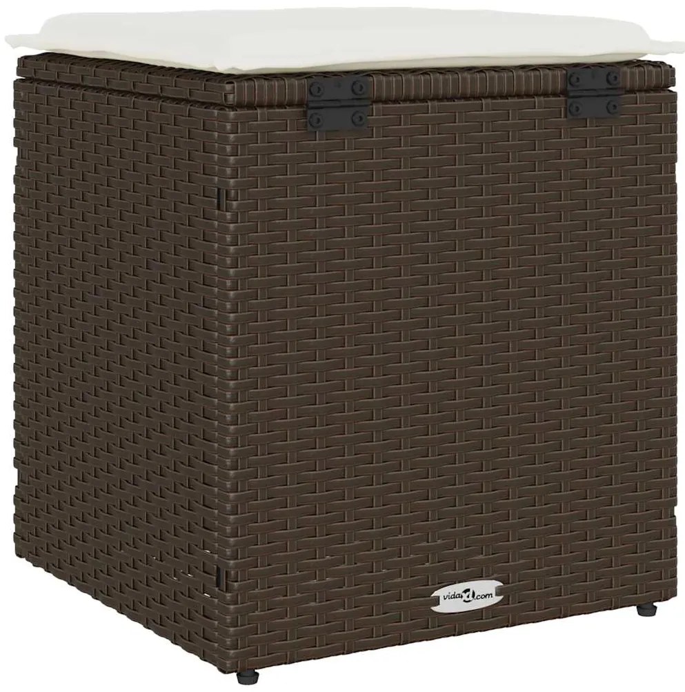 Bancos jardim com almofadas 2 unid 40x40x43 cm vime PE castanho