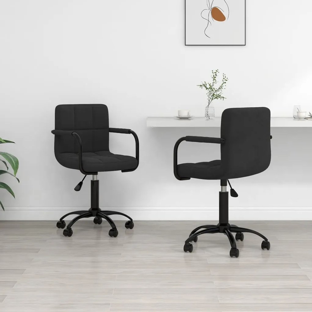 vidaXL Cadeiras de jantar giratórias 2 pcs veludo preto